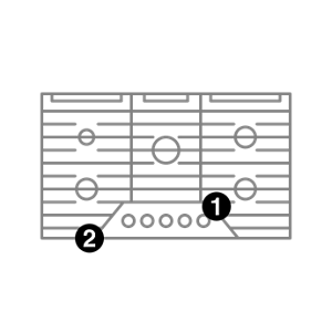 A cooktop with numbers indicating model number placement