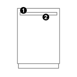A dishwasher with numbers indicating model number placement