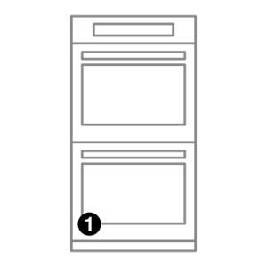 A wall oven with numbers indicating model number placement