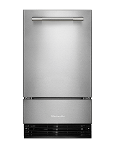 A stainless steel ice maker.