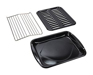 Premium Range Porcelain Broiler Pan and Roasting Rack - Grey (Includes Pan and Grid)
