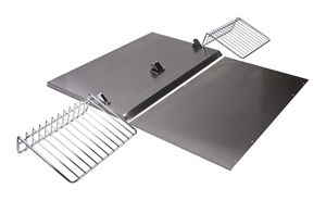 30" Range Hood Backsplash Kit with Dual Position Shelf, Stainless Steel, fits JXW9030KWP and JXU9130WP, Size: 20" H
