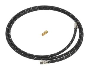 Refrigerator Water Line Installation Kit, Black, with (1) 7'L industrial braided flexible hose and (1) brass union